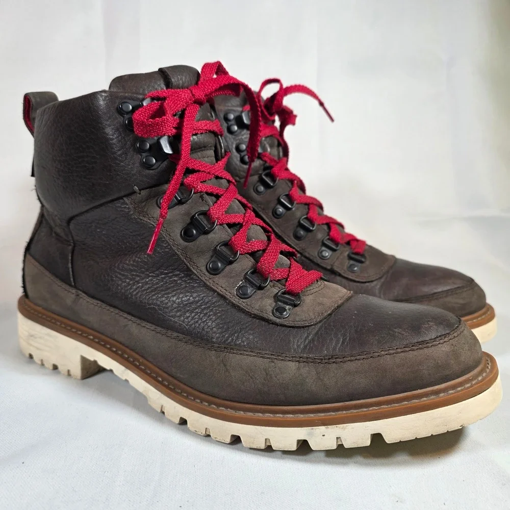 COLE HAAN Keaton Waterproof Hiking Boots Men's 11M Brown Leather Lug Sole Trail